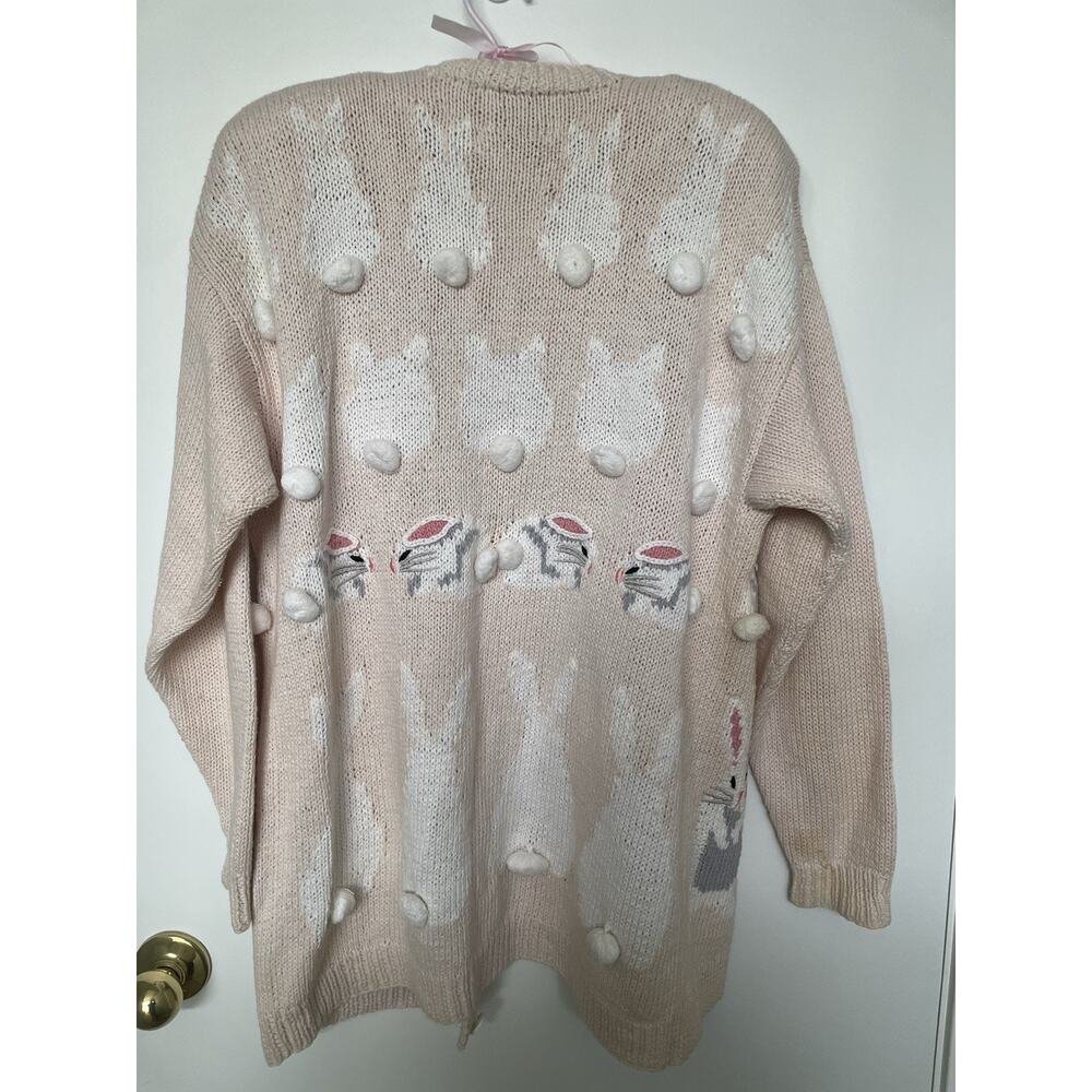 Vtg Marisa Christina Classics Hand Knitted Easter Sweater Medium Bunnies Rabbit - Picture 5 of 8